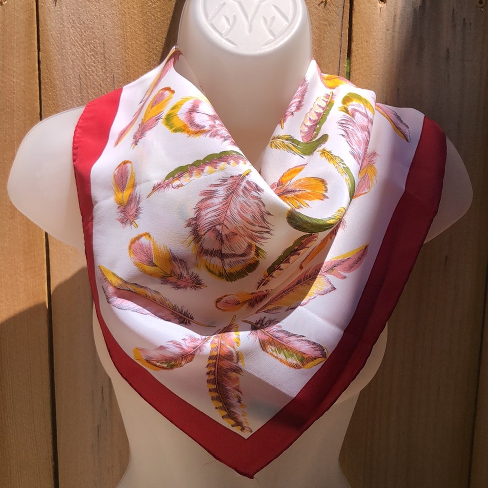 Nashare Freres Square Scarf Bandana Feather Pattern VTG